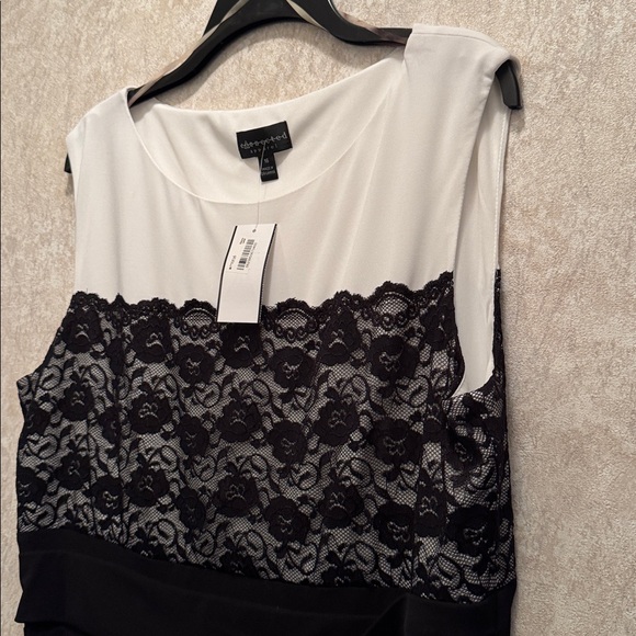 NWT BLACK LAYERED DRESS WITH WHITE & BLACK BODICE - Picture 13 of 13